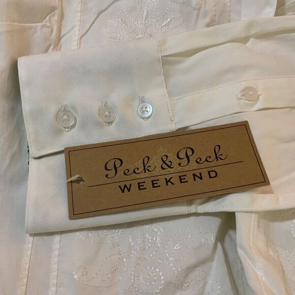 Peck & Peck White Embroidered Button Front Top Size 12 New - Picture 9 of 10